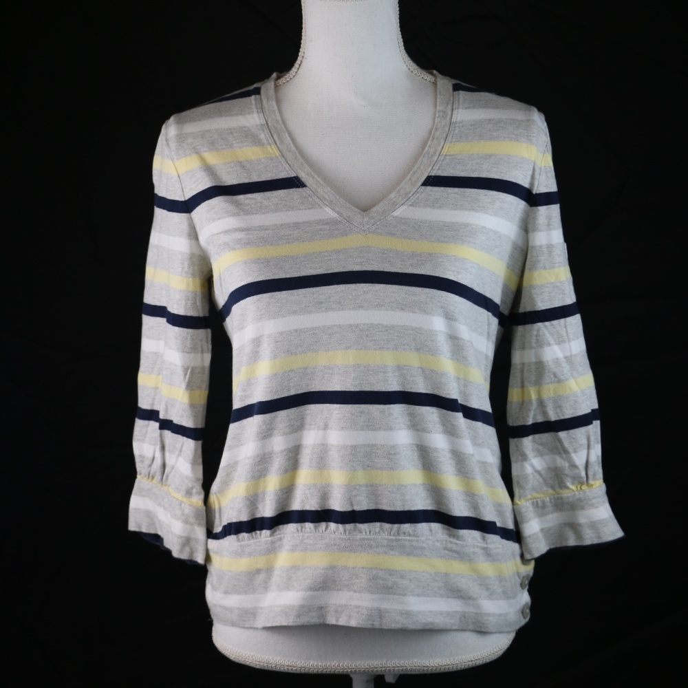 Tommy Hilfiger V Neck Long Sleeve Shirt Striped S